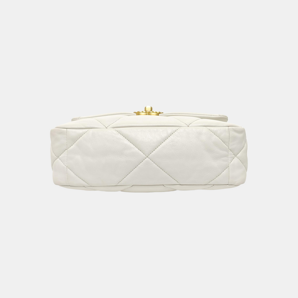 CHANEL 19 Small Quilted Lambskin White