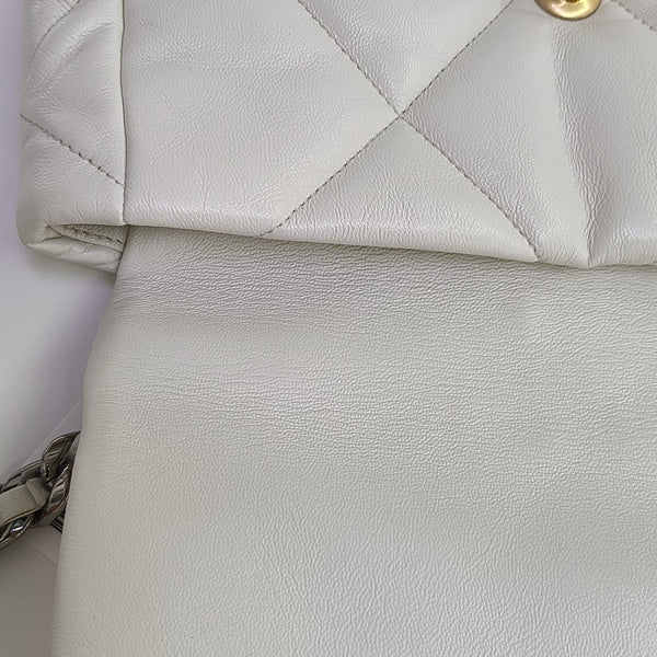 CHANEL 19 Small Quilted Lambskin White