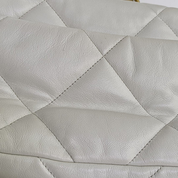 CHANEL 19 Small Quilted Lambskin White
