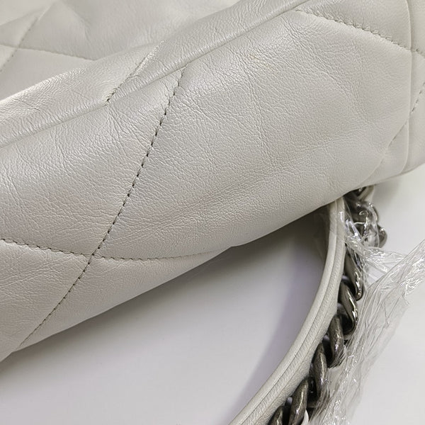 CHANEL 19 Small Quilted Lambskin White