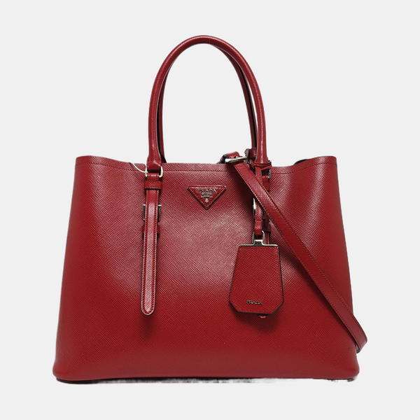 Double Large Saffiano Calfskin Red