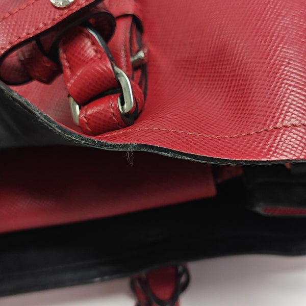 Double Large Saffiano Calfskin Red