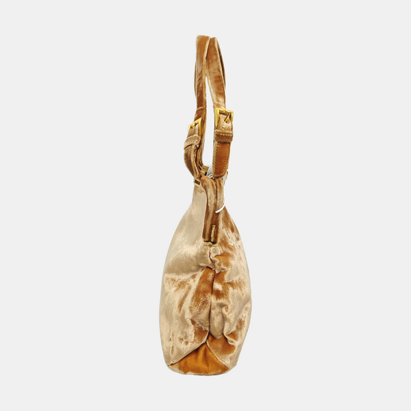 Velvet Top Handle Bag Brown