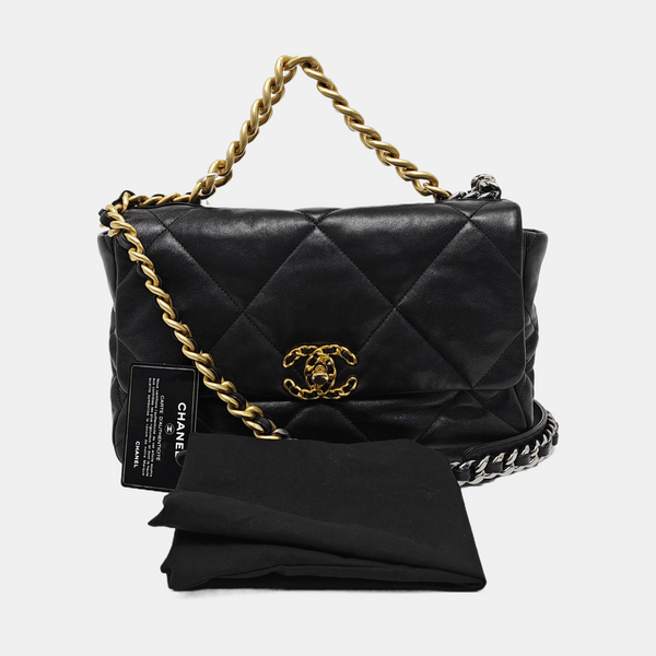 CHANEL 19 Large Quilted Lambskin Black
