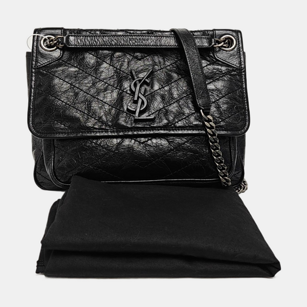 NIKI Medium Chevron Calfskin Black