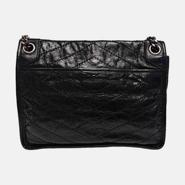 NIKI Medium Chevron Calfskin Black