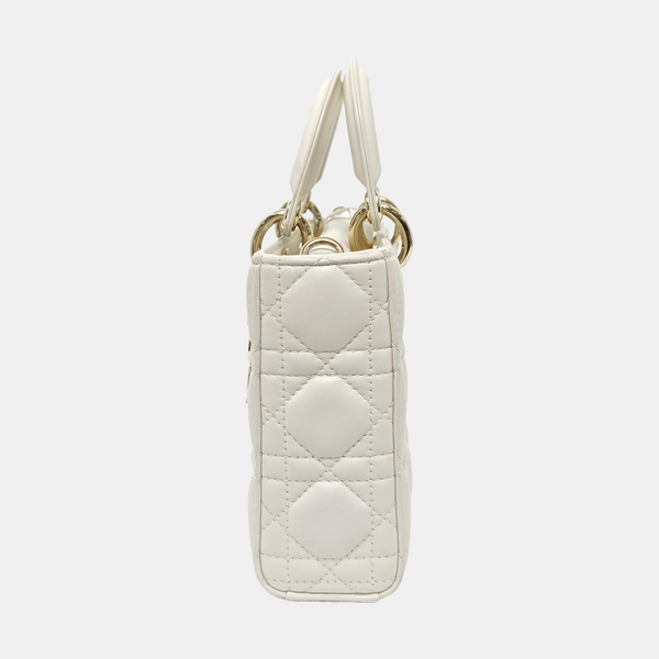 Lady D-Joy Medium Cannage Lambskin White