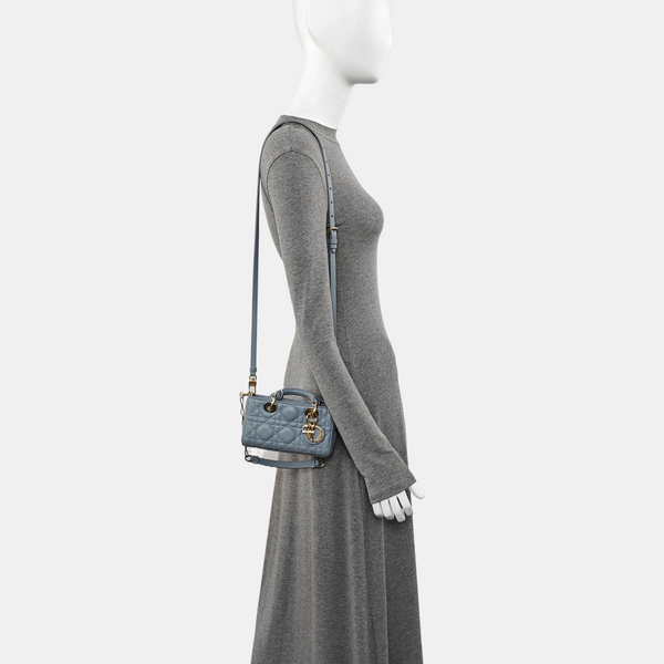 Lady D-Joy Super Mini Cannage Lambskin Blue