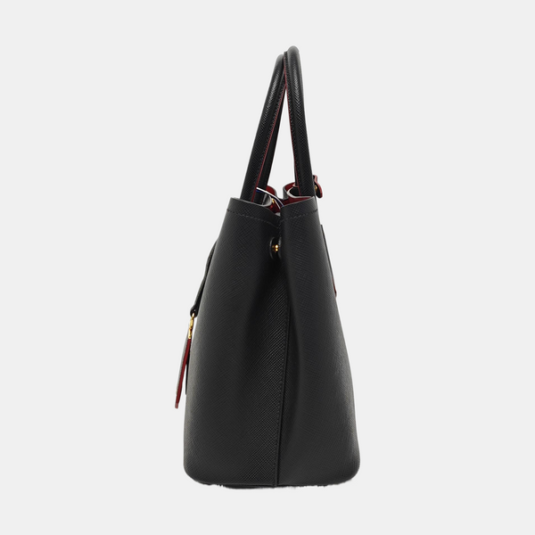 Double Small Saffiano Calfskin Black