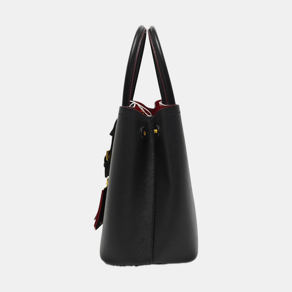 Double Small Saffiano Calfskin Black