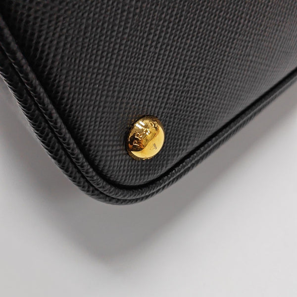 Double Small Saffiano Calfskin Black