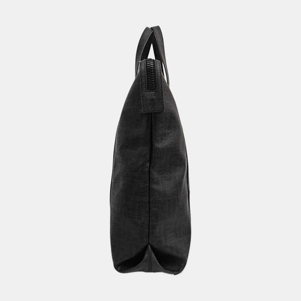 Coated Canvas Top Handle Bag Black