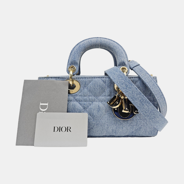 Lady D-Joy Small Cannage Denim Blue