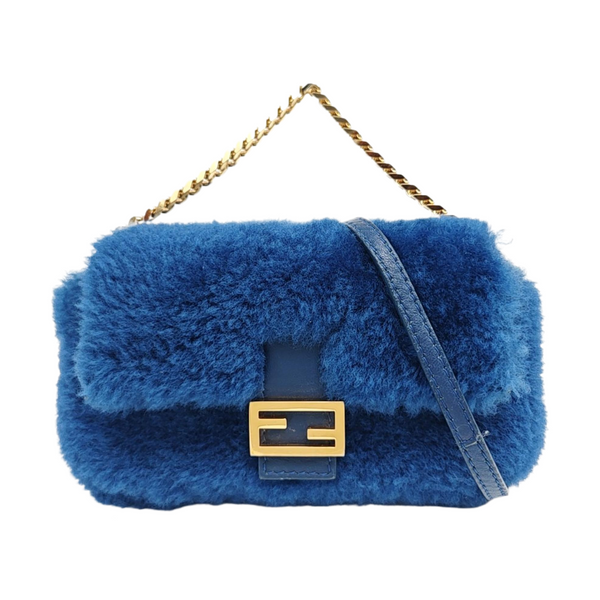 Fur Shoulder Bag Blue