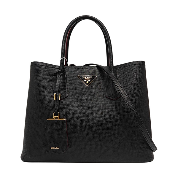 Double Medium Saffiano Calfskin Black