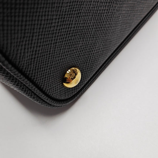 Double Medium Saffiano Calfskin Black