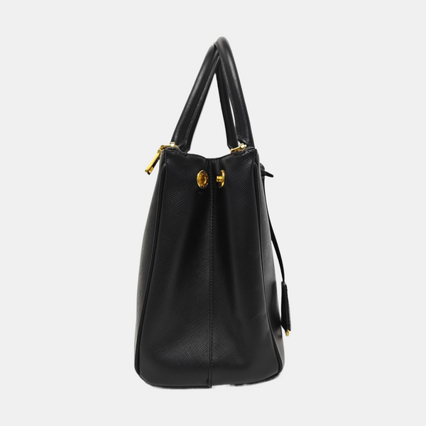 Galleria Large Saffiano Calfskin Black