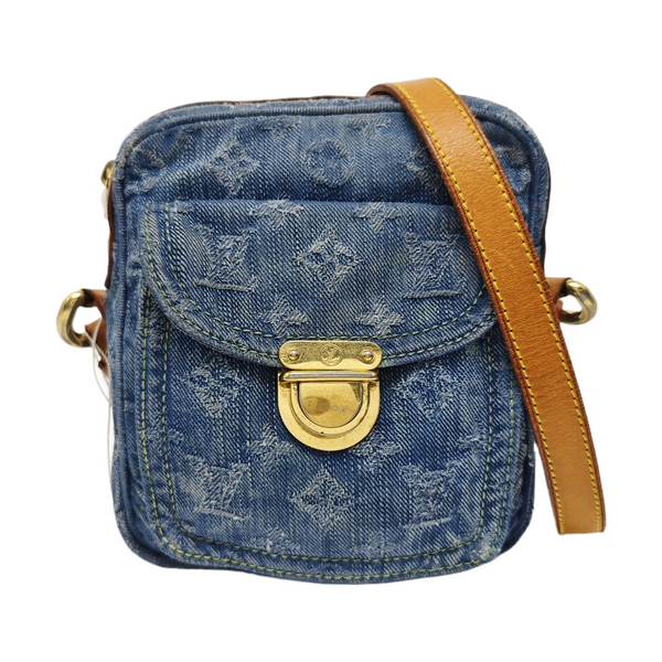 Monogram Denim Shoulder Bag Blue