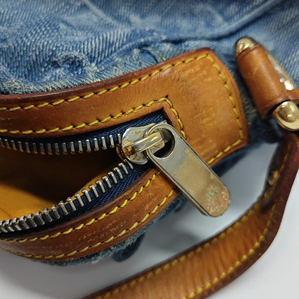 Monogram Denim Shoulder Bag Blue