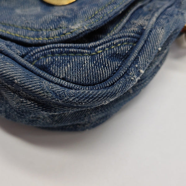 Monogram Denim Shoulder Bag Blue
