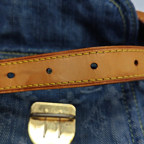 Monogram Denim Shoulder Bag Blue
