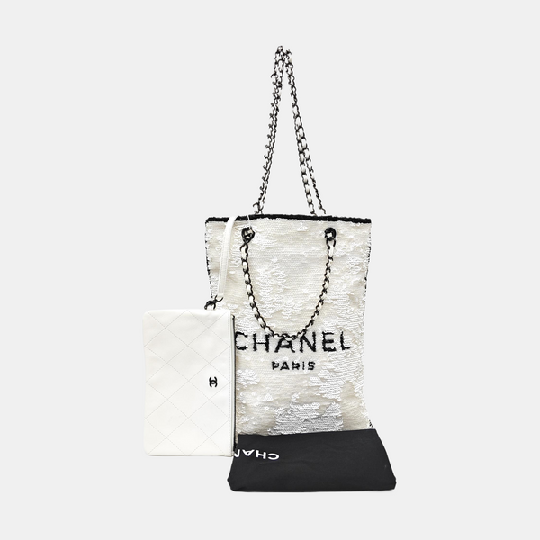 Sequins Shoulder Bag White