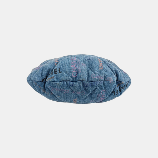 Quilted Fabric Top Handle Bag Blue