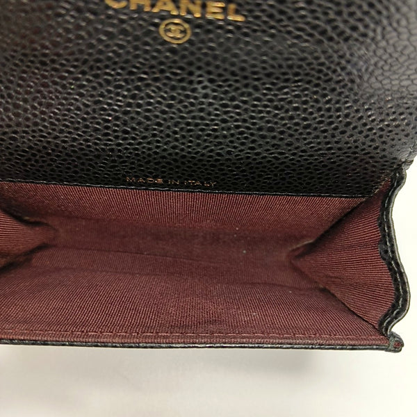 Authenticated pre-owned Classic Flap Quilted Grained Calfskin Black Card Holder - Card Holder at Looply