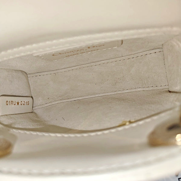 Authenticated pre-owned Lady Dior Super Mini Lambskin White - Shoulder Bag at Looply
