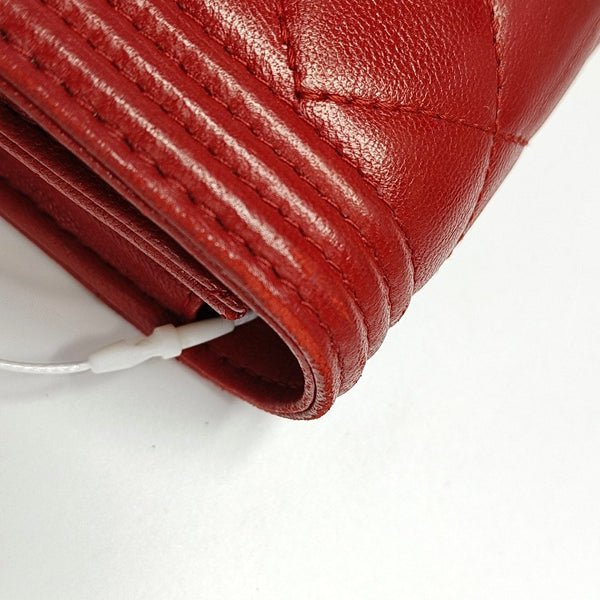 Authenticated pre-owned Boy Chanel WOC Quilted Lambskin Red Wallet - Wallet at Looply