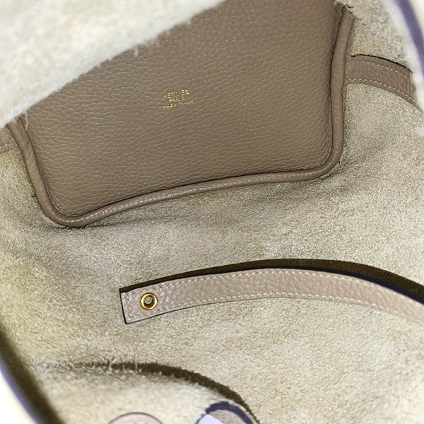 Authenticated pre-owned Picotin Lock 18 Clemence Gray - Top Handle Bag at Looply