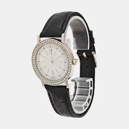 33mm White Dial Leather Strap Quartz Watch