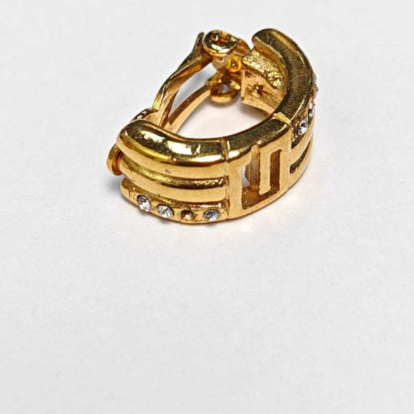 Authenticated pre-owned G Link Gold-tone Metal Synthetic Crystal Clip-On Earrings - Earrings at Looply