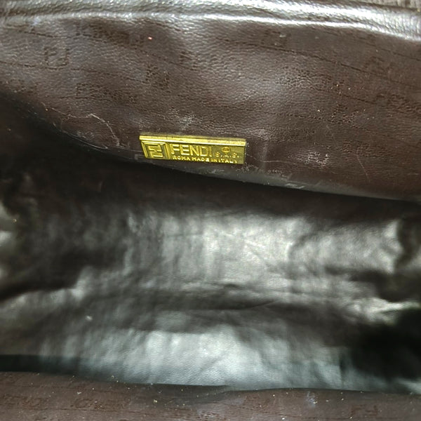 Coated Canvas Clutch Brown