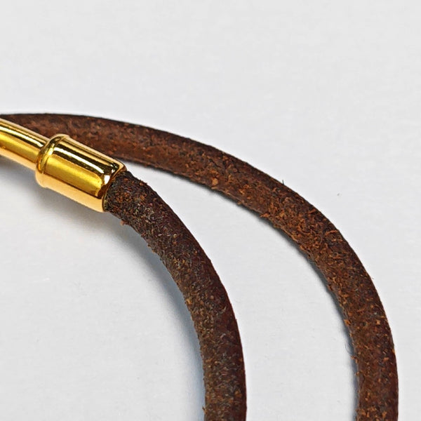 Authenticated pre-owned Jumbo Hook Metal Leather Brown Bracelet - Bracelet at Looply