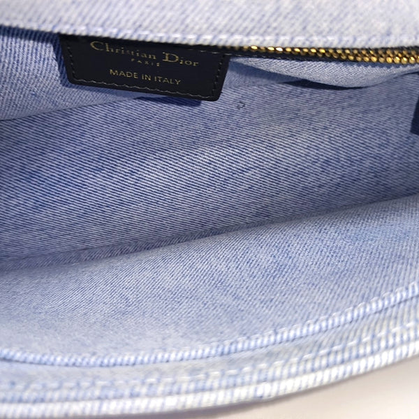 Authenticated pre-owned Dior Caro Medium Quilted Denim Blue - Shoulder Bag at Looply