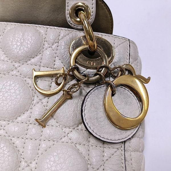 Authenticated pre-owned Lady Dior Mini Lambskin White - Shoulder Bag at Looply