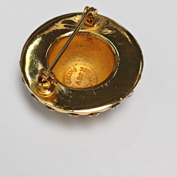Authenticated pre-owned Gold-tone Metal Synthetic Crystal Brooch - Brooch at Looply