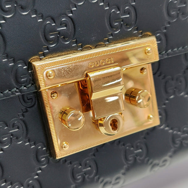 Authenticated pre-owned Padlock Small Monogram Calfskin Black - Shoulder Bag at Looply