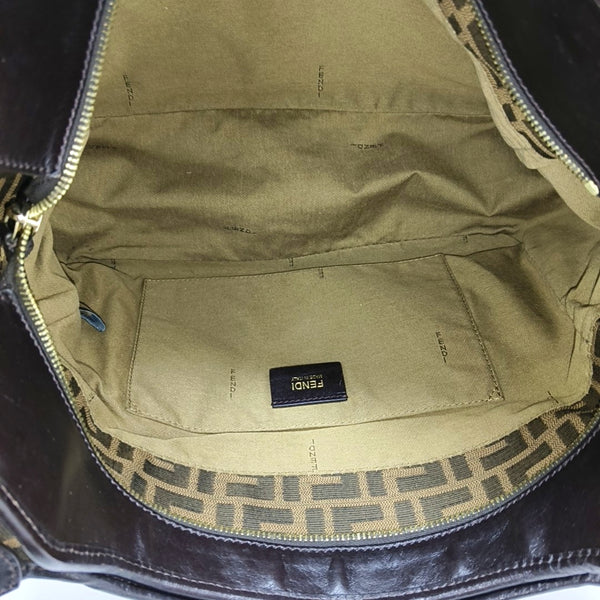 Monogram Fabric Top Handle Bag Brown