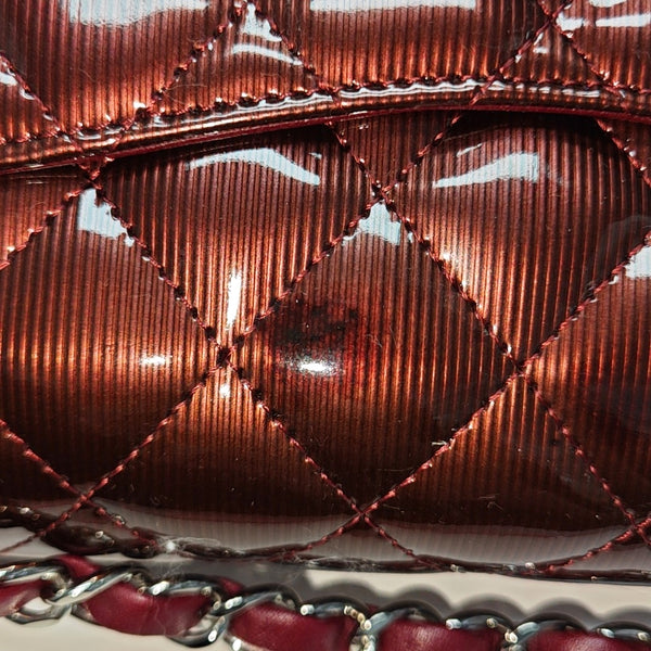 Authenticated pre-owned Classic Flap Medium Quilted Patent Leather Brown - Shoulder Bag at Looply