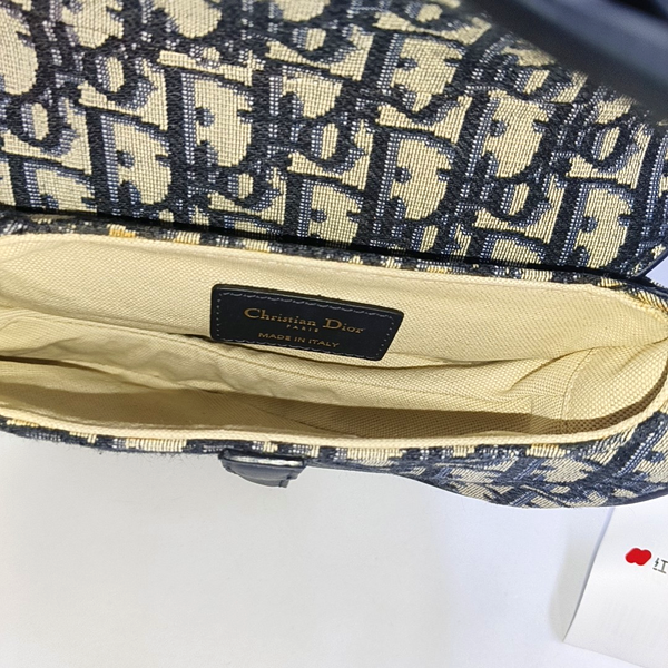 Authenticated pre-owned Saddle Mini Oblique Canvas Blue - Top Handle Bag at Looply