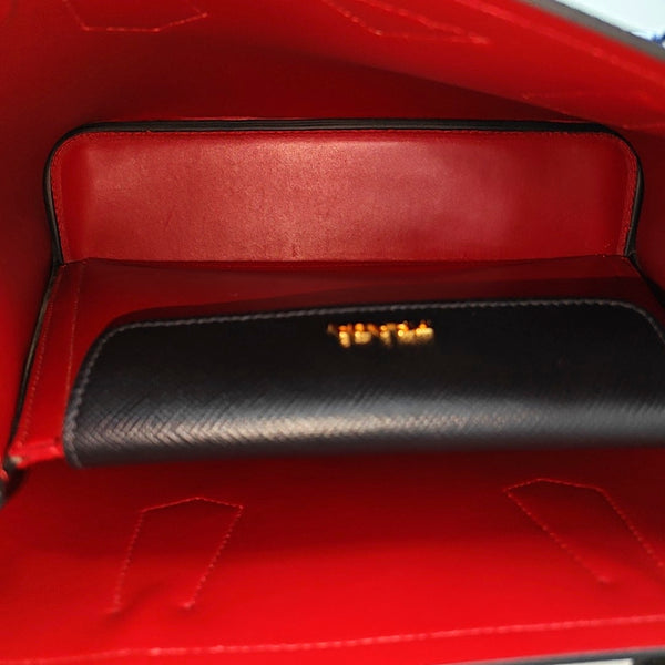 Double Small Saffiano Calfskin Black