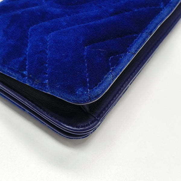 Authenticated pre-owned GG Marmont Velvet Blue - Shoulder Bag at Looply