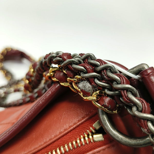Authenticated pre-owned Gabrielle Small Quilted Calfskin Burgundy - Shoulder Bag at Looply
