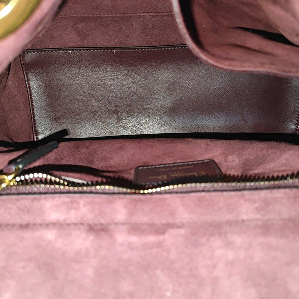 Authenticated pre-owned Lady Dior Medium Calfskin Burgundy - Top Handle Bag at Looply