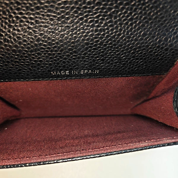 Authenticated pre-owned Classic Flap Quilted Grained Calfskin Black Card Holder - Card Holder at Looply