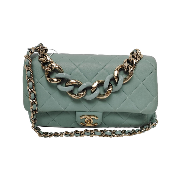 Authenticated pre-owned Classic Flap Small Quilted Lambskin Green - Handbags at Looply