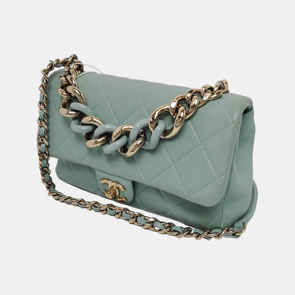 Authenticated pre-owned Classic Flap Small Quilted Lambskin Green - Handbags at Looply