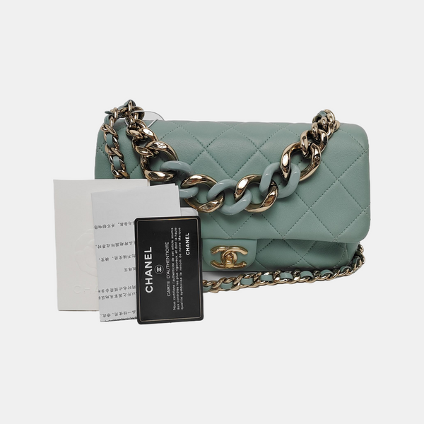 Authenticated pre-owned Classic Flap Small Quilted Lambskin Green - Handbags at Looply
